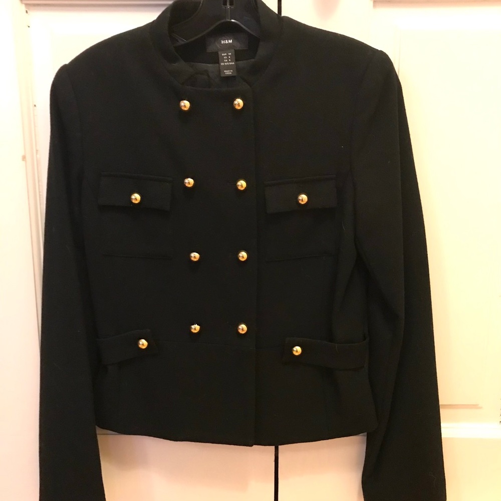 Cropped navy military-style jacket size 6